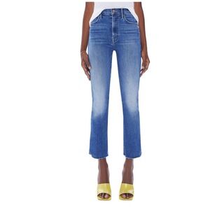 Mother The Hustler Ankle Fray Jeans Healing Jar High Rise Flare Raw Hem Size 27